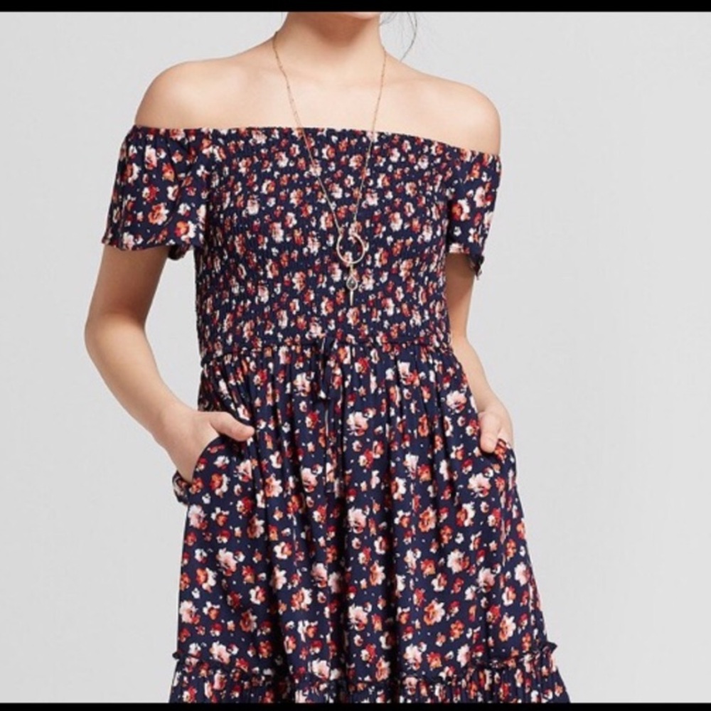 NWT Xhiliration Floral Off-Shoulder Dress